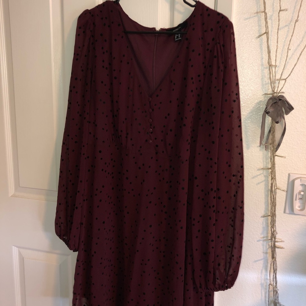 Forever 21 plus burgundy polka-dot dress